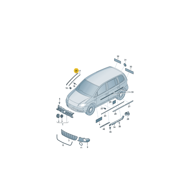 Front windscreen side trim LEFT |  VW Toruan 2003-2015