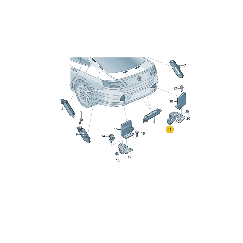 Bracket mount for right antenna in rear bumper VW Arteon Passat B8