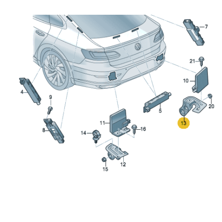Bracket mount for right antenna in rear bumper VW Arteon Passat B8