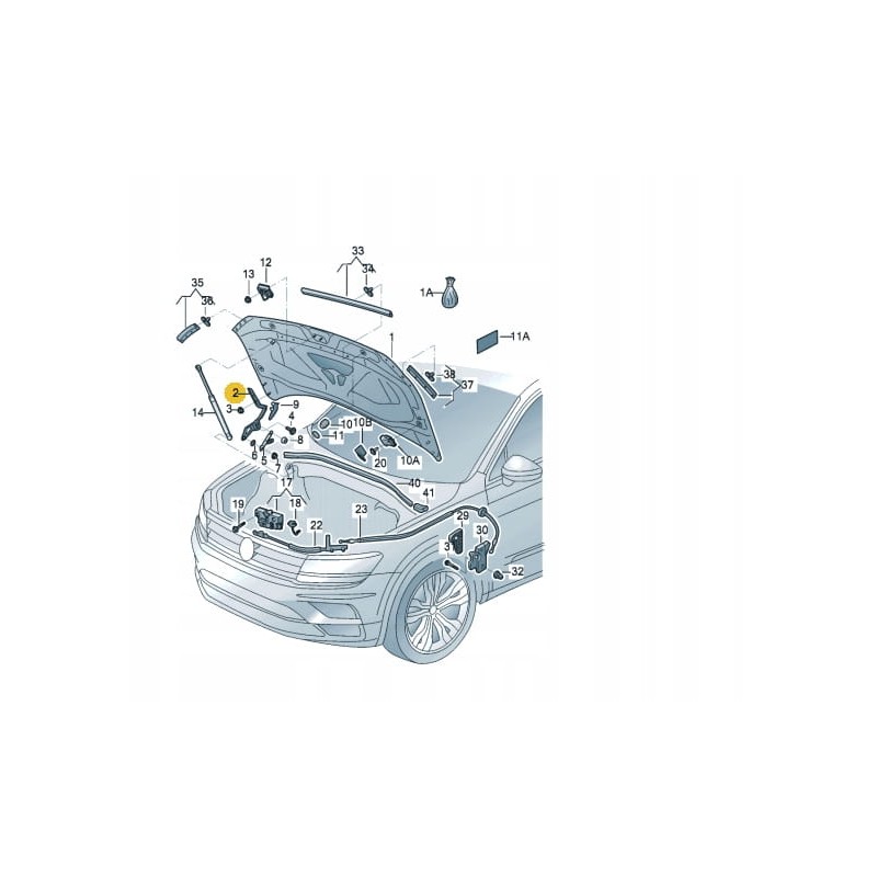 Front bonnet hinge VW TIGUAN Allspace 08/2017-2024 RIGHT 5NN823302