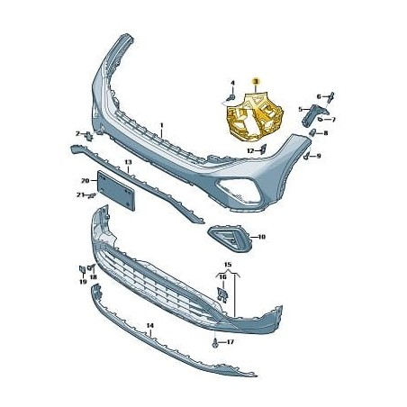 Front bumper inner mount backet RIGHT 2GM807724D | VW T-Cross  FL 04.12.2023-