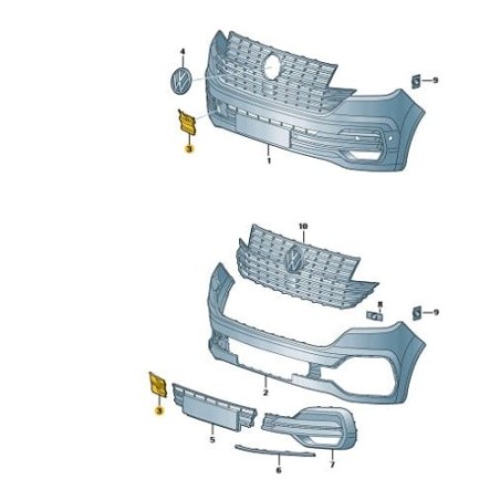 Front bumper tow hook eye cover cap VW T6.1 7LA807241A9B9