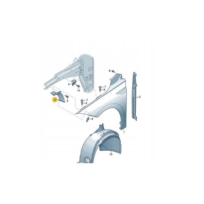 Front fender RIGHT mounting bracket VW Polo VI 2018-