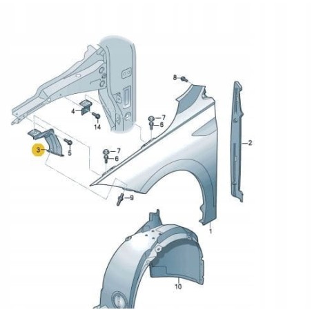 Front fender RIGHT mounting bracket VW Polo VI 2018-