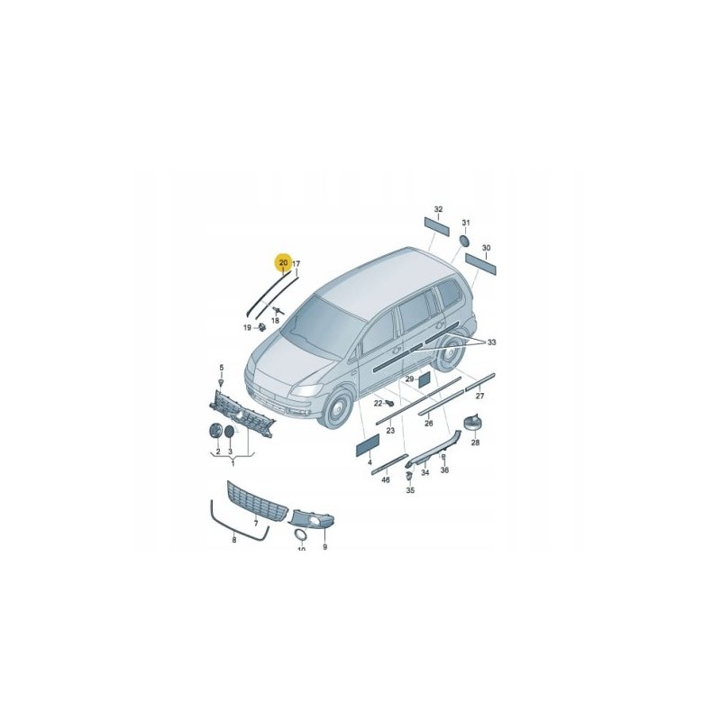 Front windscreen side trim right  VW Toruan 03-15 1T0854328E 9B9