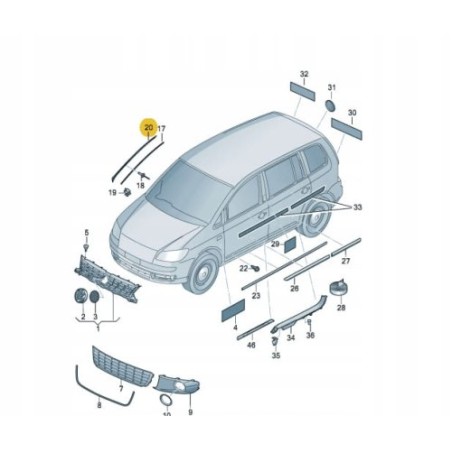 Front windscreen side trim right  VW Toruan 03-15 1T0854328E 9B9
