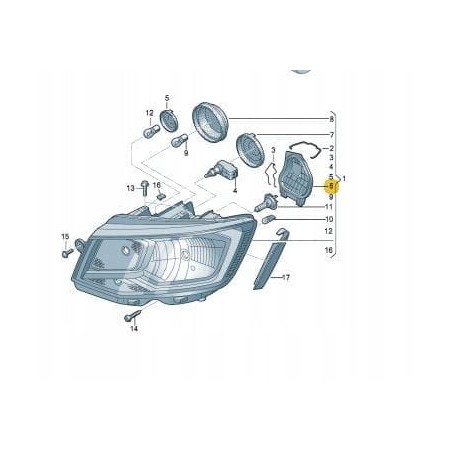 Headlamp cover cap VW T6 T6.1 2016-2024 7E0941607A LEFT