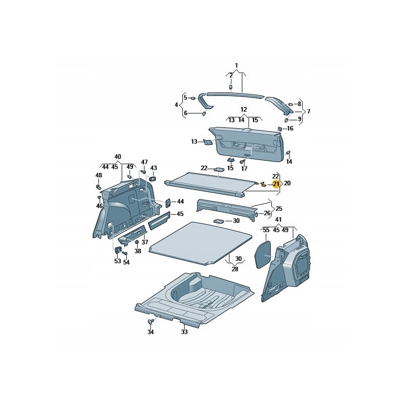 Luggage compartment roller blind hook repair kit VW Golf 8 VIII Variant 2020-