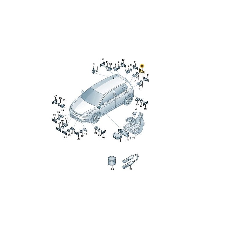 Mounting bracket for PDC parking sensor rear centre left VW Golf Sportsvan