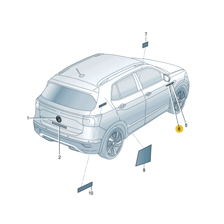 R-line emblem decorative badge for right  front door| VW T-Cross 2019-