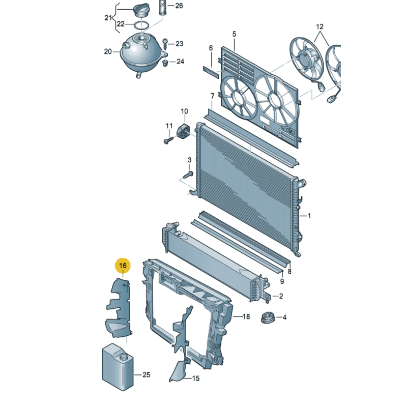 Radiator guide air duct right VW Sharan 2016-2023