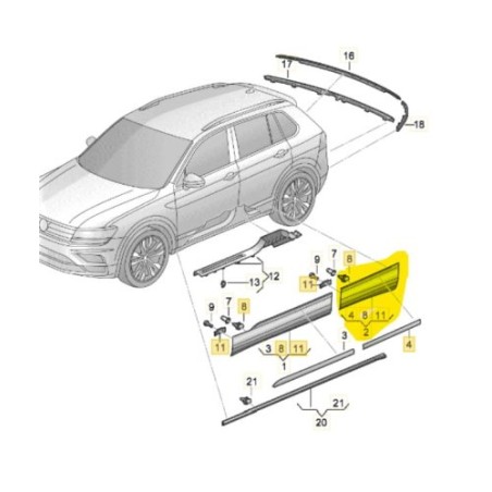 Rear right door lower door molding VW Tiguan II 2017-2024