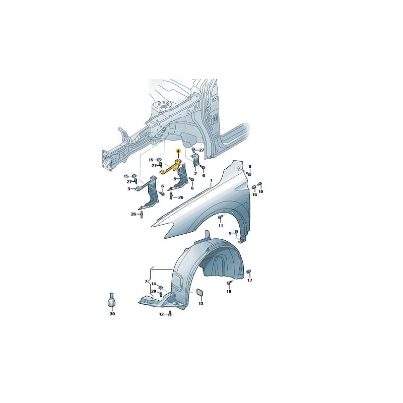 RIGHT Fender centre bracket VW Tiguan 2016-2024 Tiguan Allspace