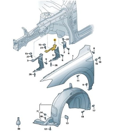 RIGHT Fender centre bracket VW Tiguan 2016-2024 Tiguan Allspace