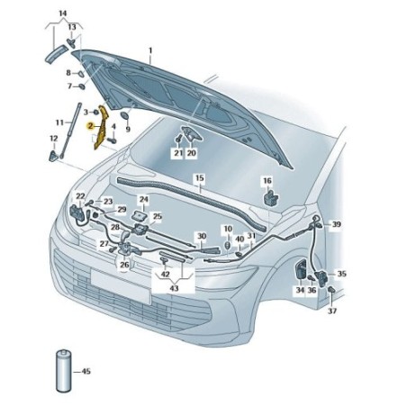 RIGHT front bonnet hinge VW Passat B9 2024- 3J0823302A