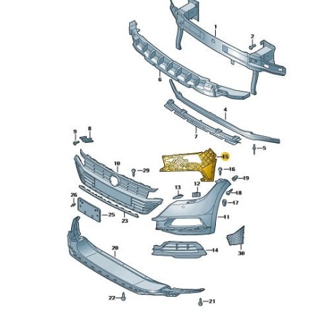 RIGHT inner support  front bumper VW Arteon 2017-07/2020 | 3G8807178