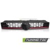 GRILLE SPORT STYLE GLOSSY BLACK with RED LINE fits VW POLO 6R 09-17