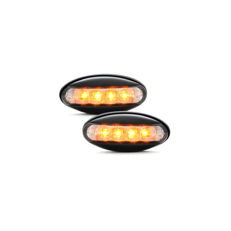 LED Clignotants latéraux Peugeot 206  boitier Noir _ RS Fumé