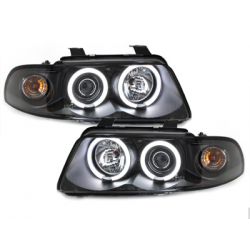  Phares AUDI A4 B5 95-98  avec anneaux lumineux angel eyes CCFL  Noir