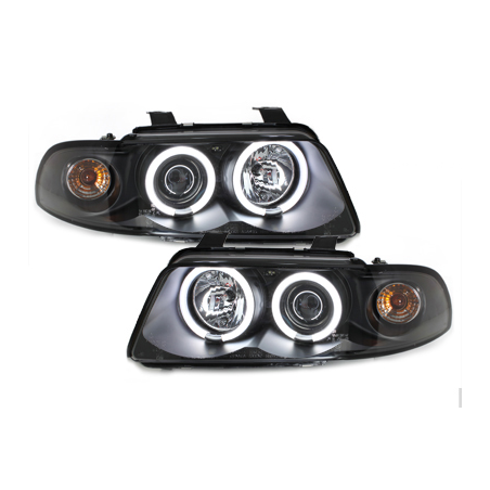  Phares AUDI A4 B5 95-98  avec anneaux lumineux angel eyes CCFL  Noir