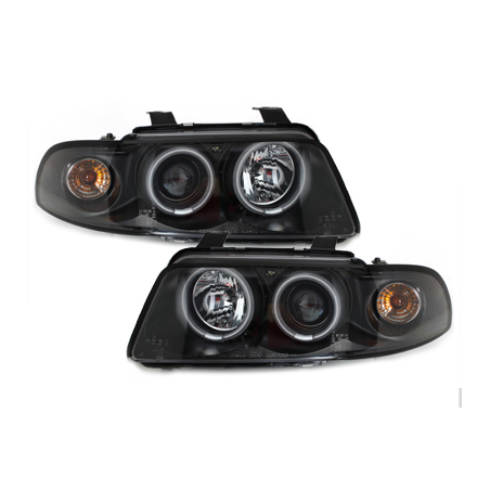  Phares AUDI A4 B5 95-98  avec anneaux lumineux angel eyes CCFL  Noir