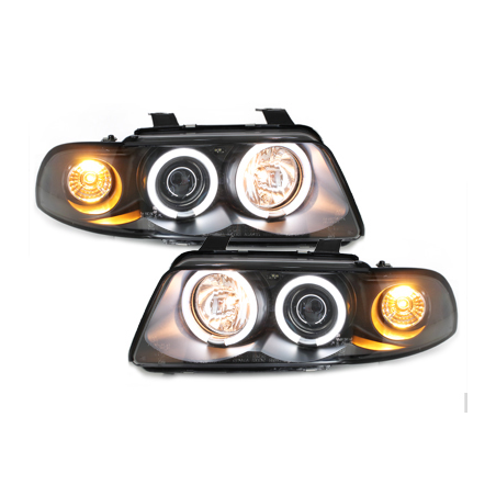  Phares AUDI A4 B5 95-98  avec anneaux lumineux angel eyes CCFL  Noir