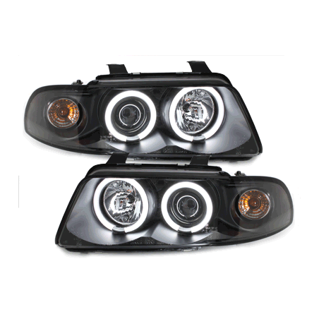  Phares AUDI A4 B5 95-98  avec anneaux lumineux angel eyes CCFL  Noir