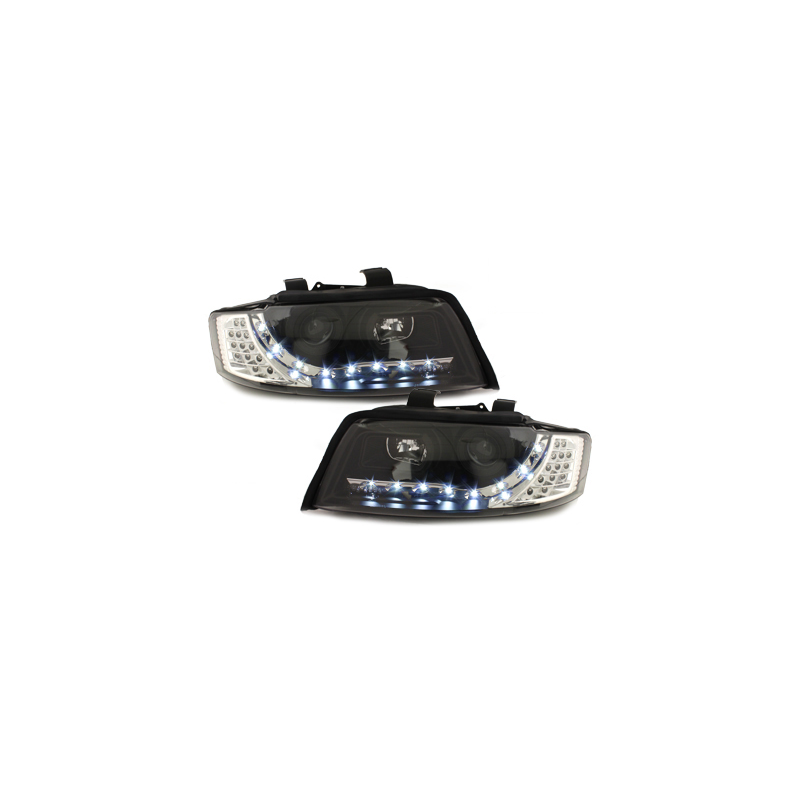  Phares DAYLINE avec clignotants Led AUDI A4 8E 01-04  Led Drl  noir