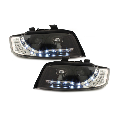  Phares DAYLINE avec clignotants Led AUDI A4 8E 01-04  Led Drl  noir