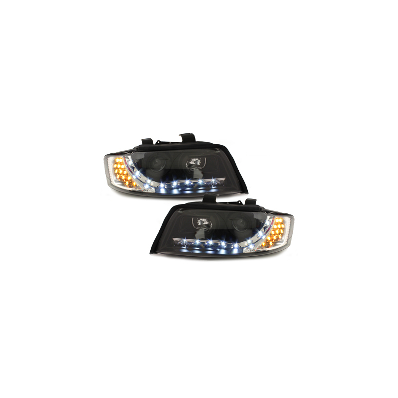  Phares DAYLINE avec clignotants Led AUDI A4 8E 01-04  Led Drl  noir