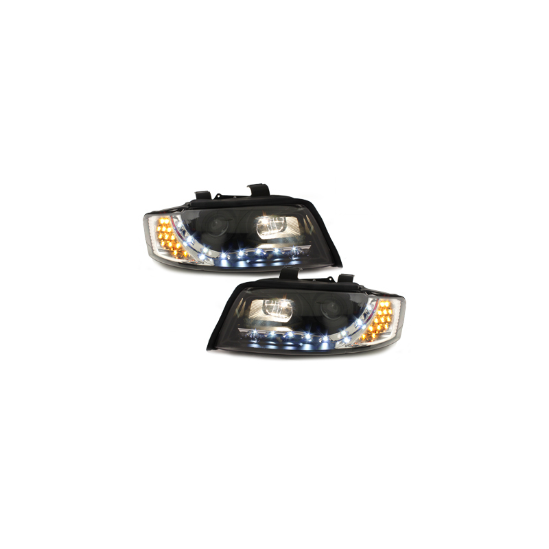  Phares DAYLINE avec clignotants Led AUDI A4 8E 01-04  Led Drl  noir