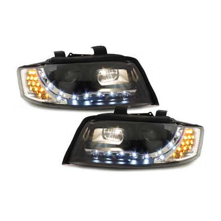  Phares DAYLINE avec clignotants Led AUDI A4 8E 01-04  Led Drl  noir