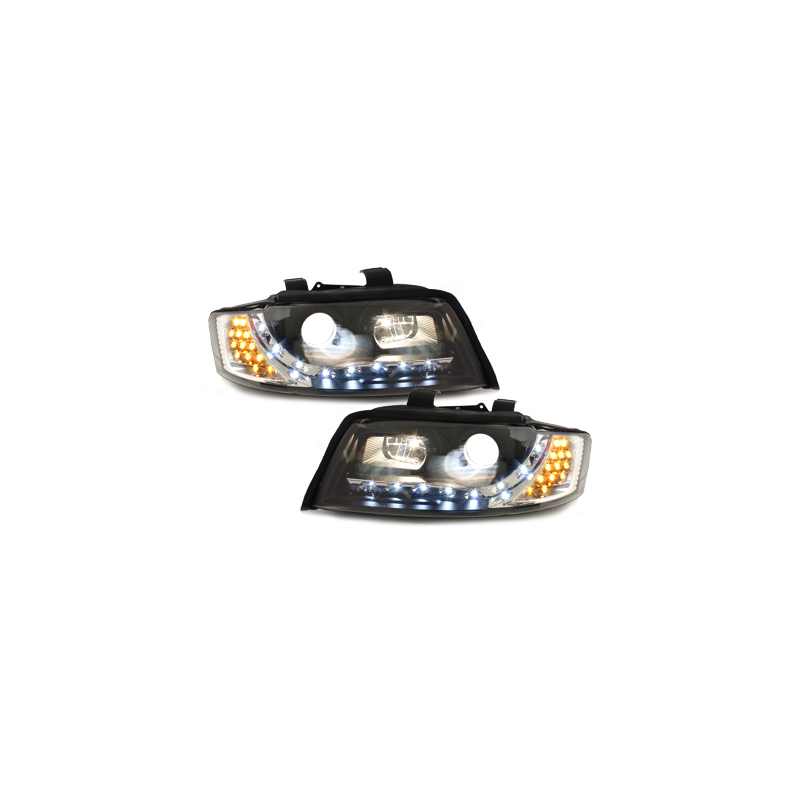  Phares DAYLINE avec clignotants Led AUDI A4 8E 01-04  Led Drl  noir