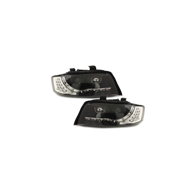  Phares DAYLINE avec clignotants Led AUDI A4 8E 01-04  Led Drl  noir