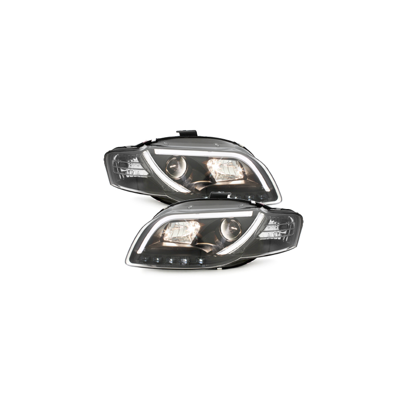 Phares avec feux diurnes led AUDI A4 B7 Noir