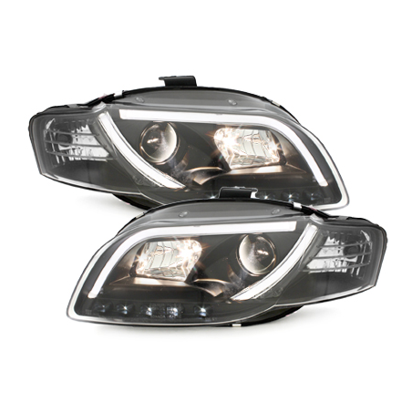 Phares avec feux diurnes led AUDI A4 B7 Noir