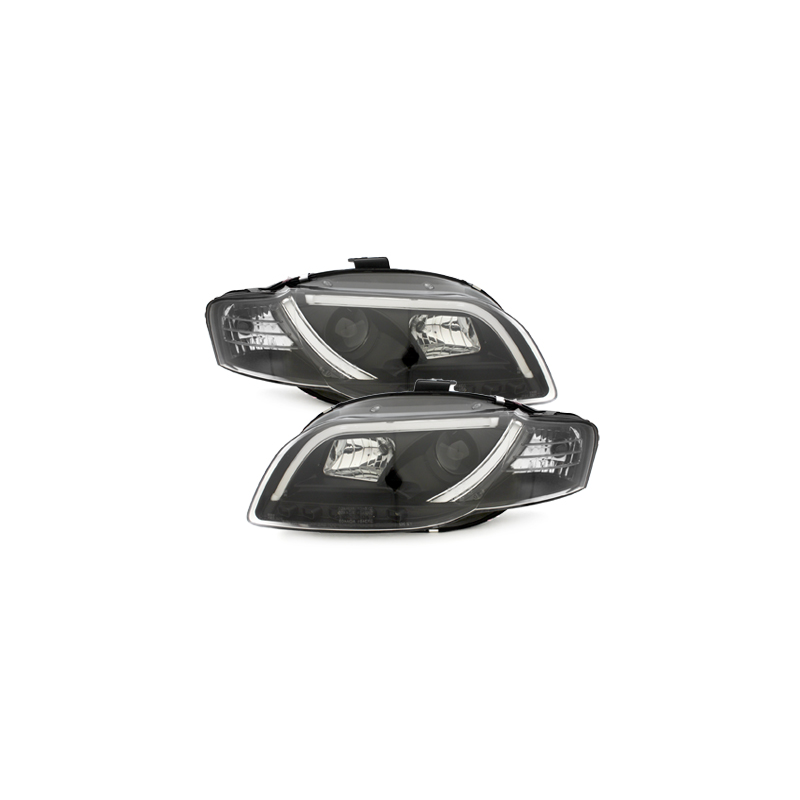 Phares avec feux diurnes led AUDI A4 B7 Noir