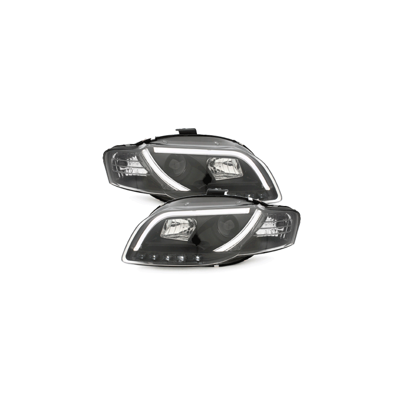 Phares avec feux diurnes led AUDI A4 B7 Noir