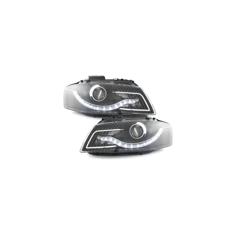 Phares avec feux diurnes AUDI A3 8P 03-08 Noir