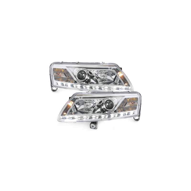  Phares D-LITE AUDI A6 4F 04-07 Led Drl chrome