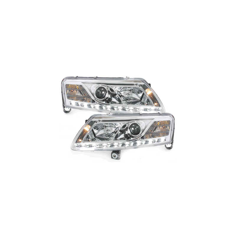  Phares D-LITE AUDI A6 4F 04-07 Led Drl chrome