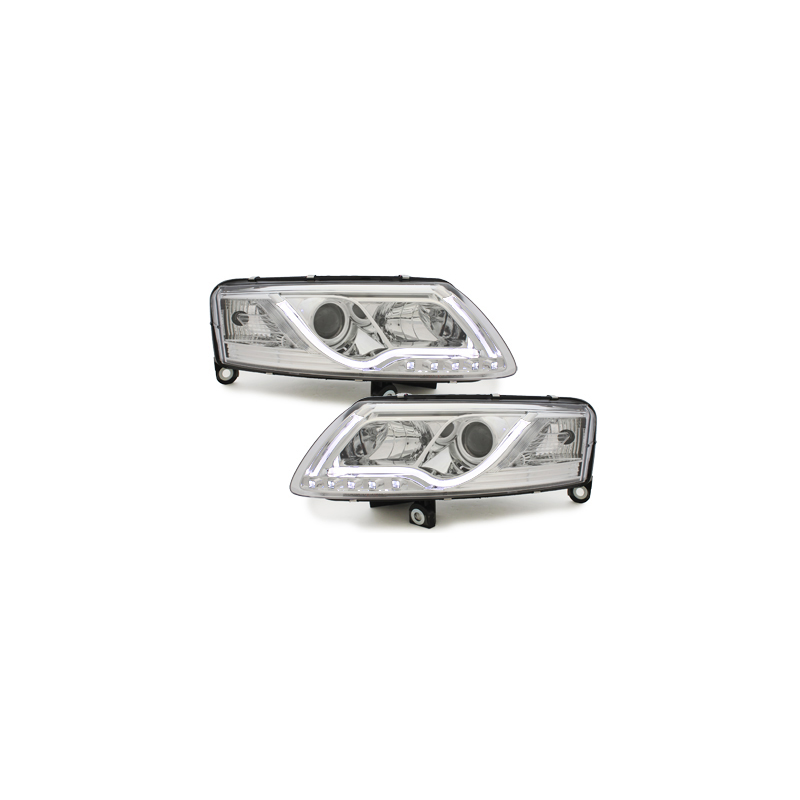 Phares avec feux diurnes AUDI A6 4F 04-07 Chrome