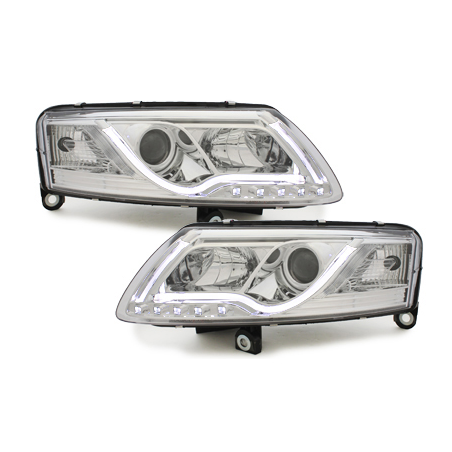 Phares avec feux diurnes AUDI A6 4F 04-07 Chrome