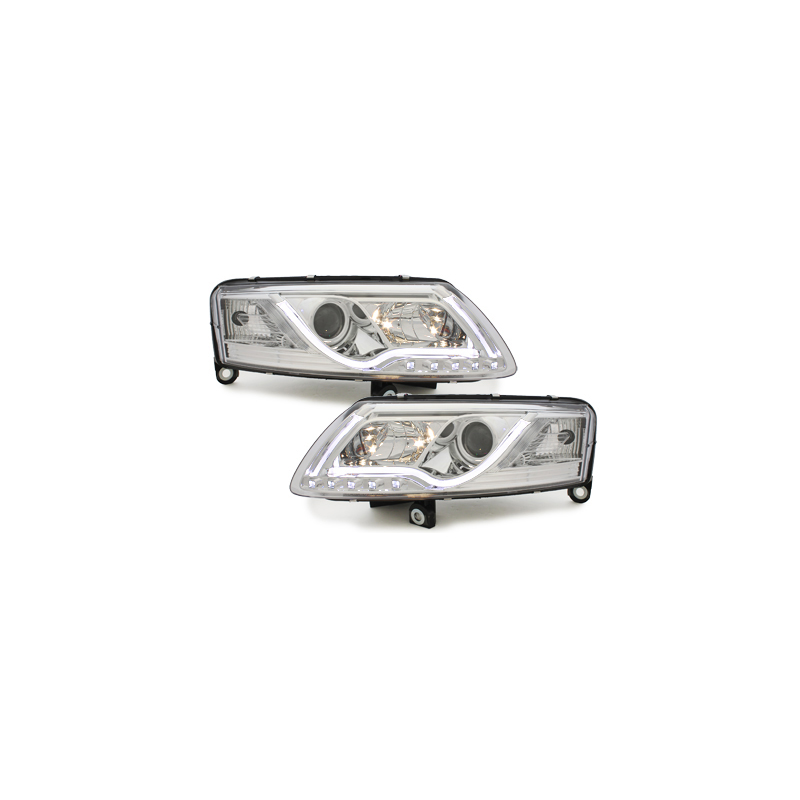 Phares avec feux diurnes AUDI A6 4F 04-07 Chrome