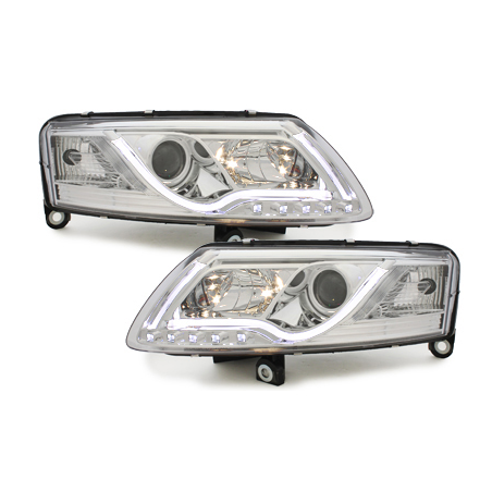 Phares avec feux diurnes AUDI A6 4F 04-07 Chrome