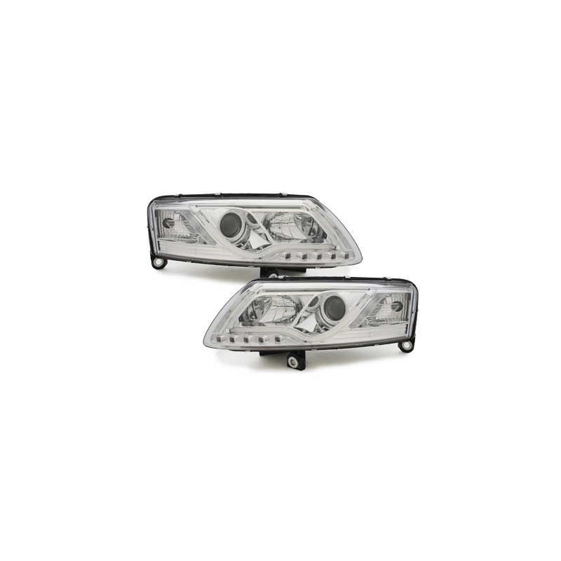 Phares avec feux diurnes AUDI A6 4F 04-07 Chrome