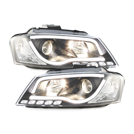  Phares Tube Light AUDI A3 8P Drl noir - R87 - LTI DRAGON LIGHT