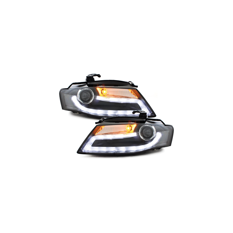 Phares avec feux diurnes AUDI A4 B8 8K Noir