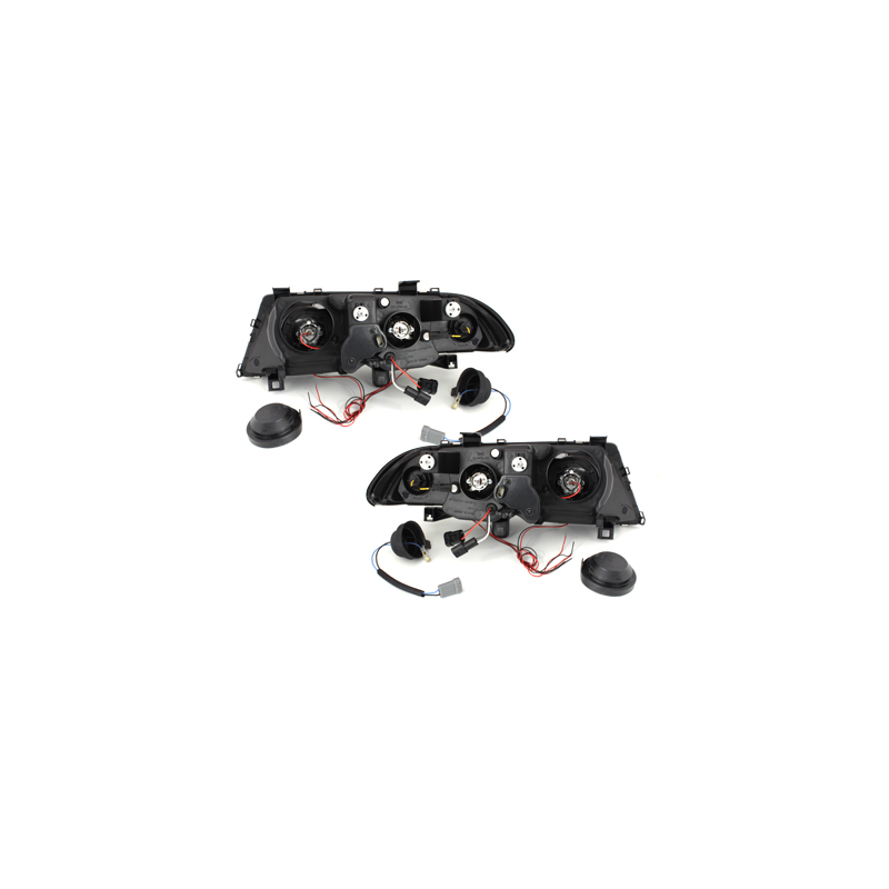 Phares BMW E46 Berline  98-01  avec 2 Anneaux lumineux Angel Eyes  Noir