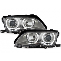 Phares BMW E46 Berline  01-03  Angel Eyes  chromé
